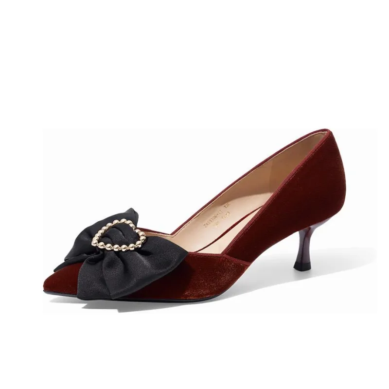ZSAZSAZSU Slim Heel High Heels 5.5cm Women's Dark Red-1