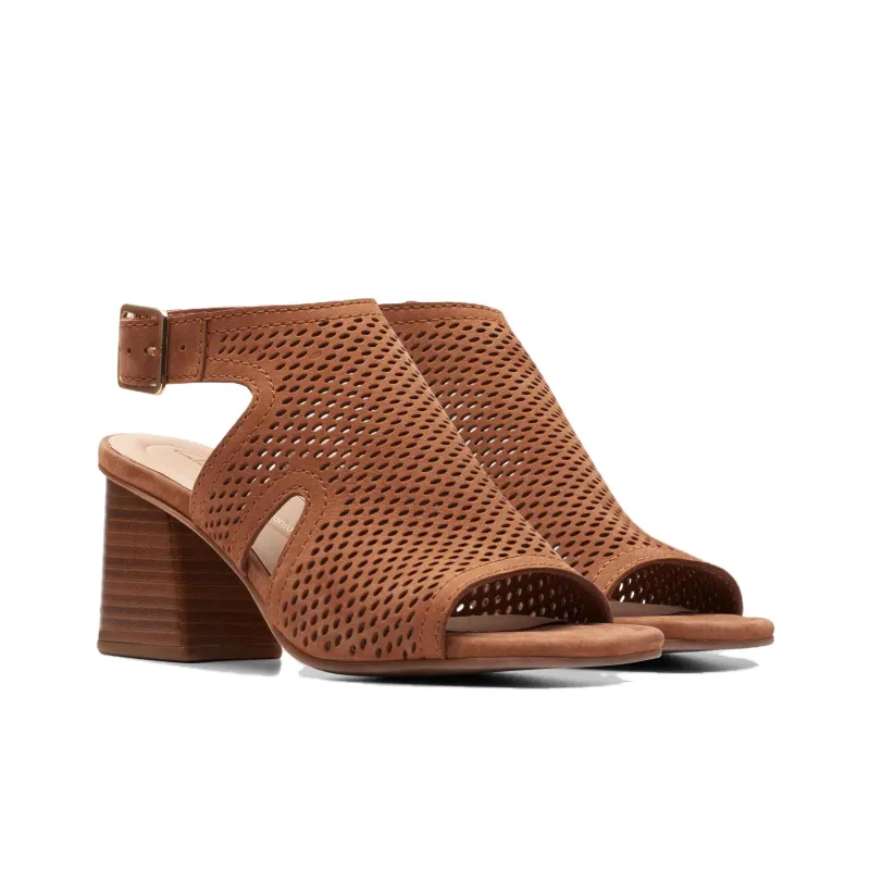 Clarks Siara 65 Flow Chunky Heel High Heels 6.5cm Women's Tan-2