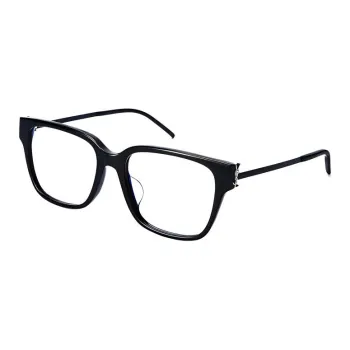 SAINT LAURENT Capsule Plate Frame Square Eyeglass Frames Unisex Black With Silver Logo