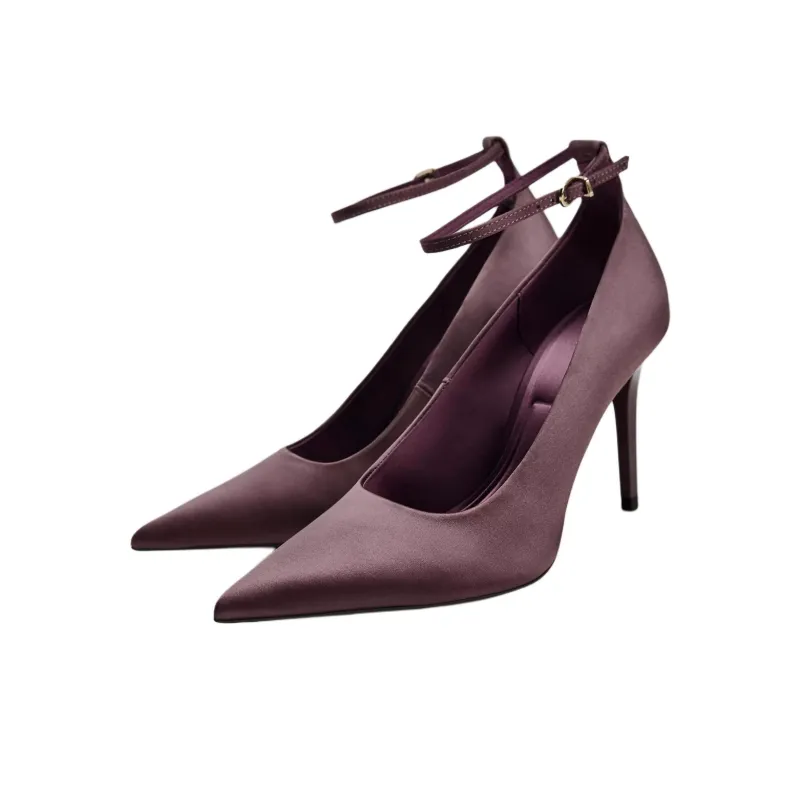 ZARA Slim Heel High Heels 9.5cm Women's Purple-2