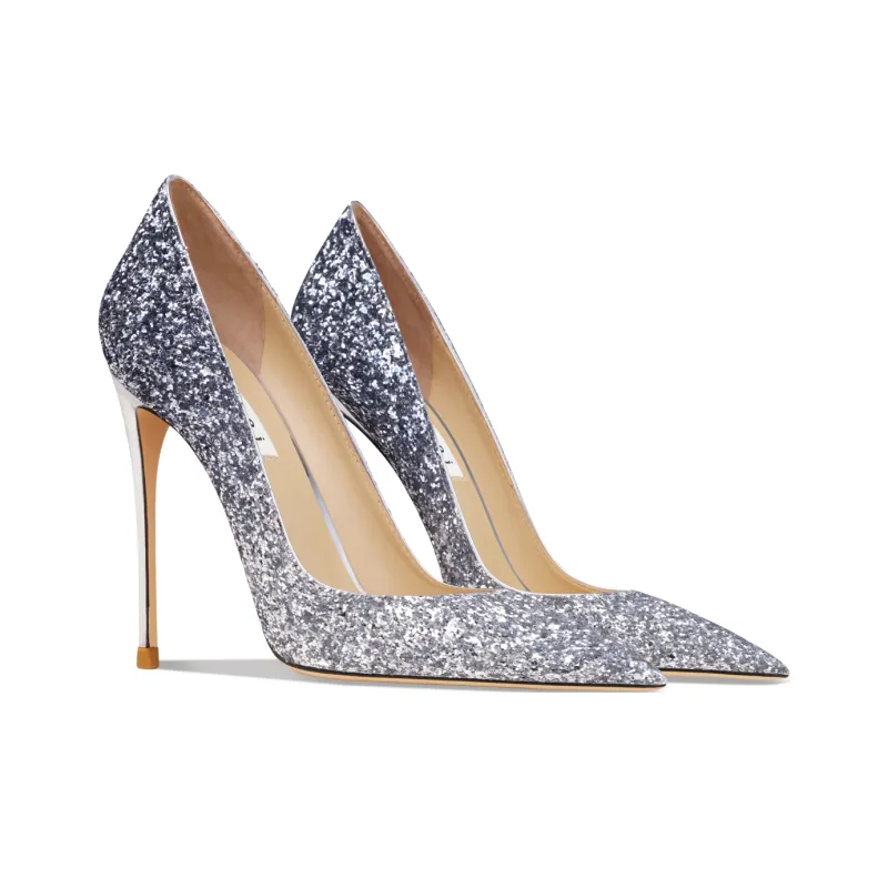 Suyymakk Slim Heel High Heels Women's Silver Blue-3