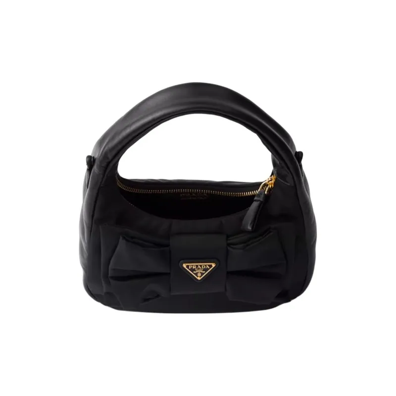 PRADA Recycled Nylon One Shoulder Handbag Small Size Women's Black-3