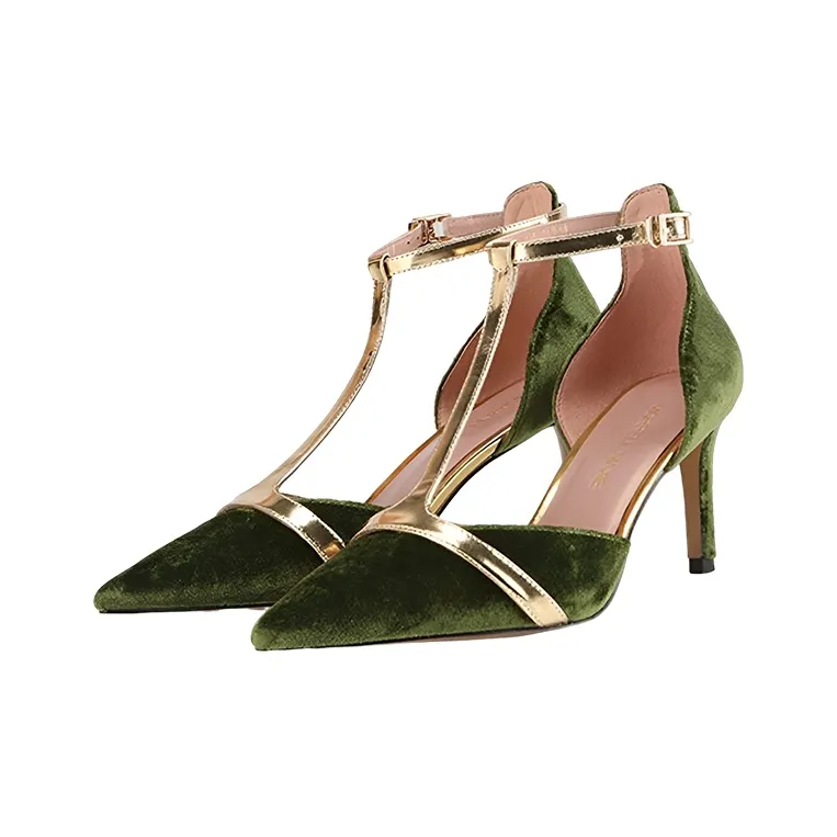 MORRELL MAXIE Slim Heel High Heels Women's Green Gold-2