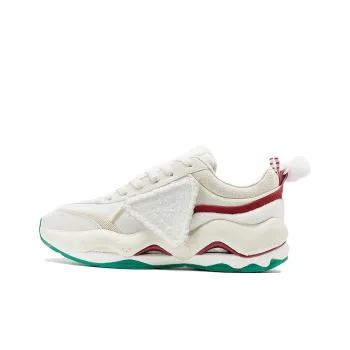 PEAK State Pole Anti Slip Wear Resistant Low Top Casual Shoes Women's White Red Green