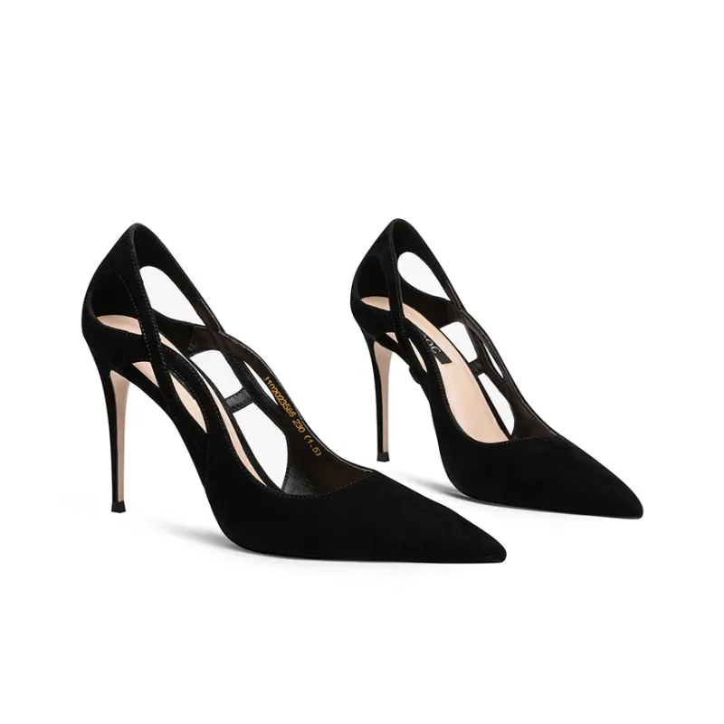 JOOC Slim Heel High Heels 7cm Women's Black-3