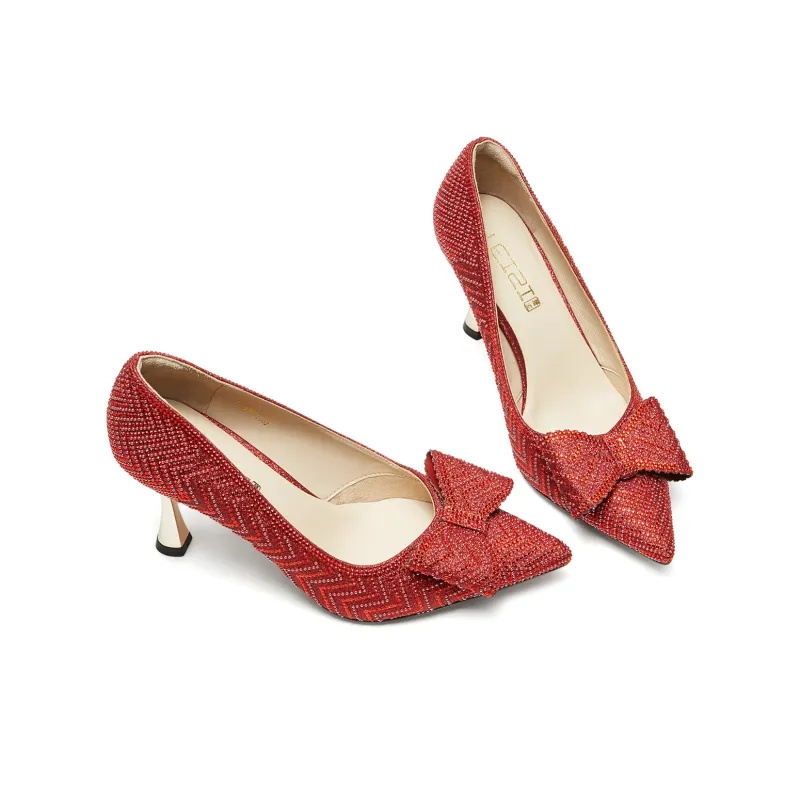 Lazi Slim Heel High Heels 8.5cm Women's Red-2