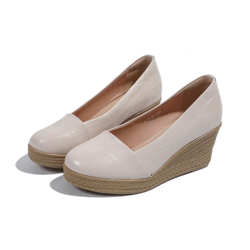 Mulinsen Wedge Heel High Heels Women's Beige-2