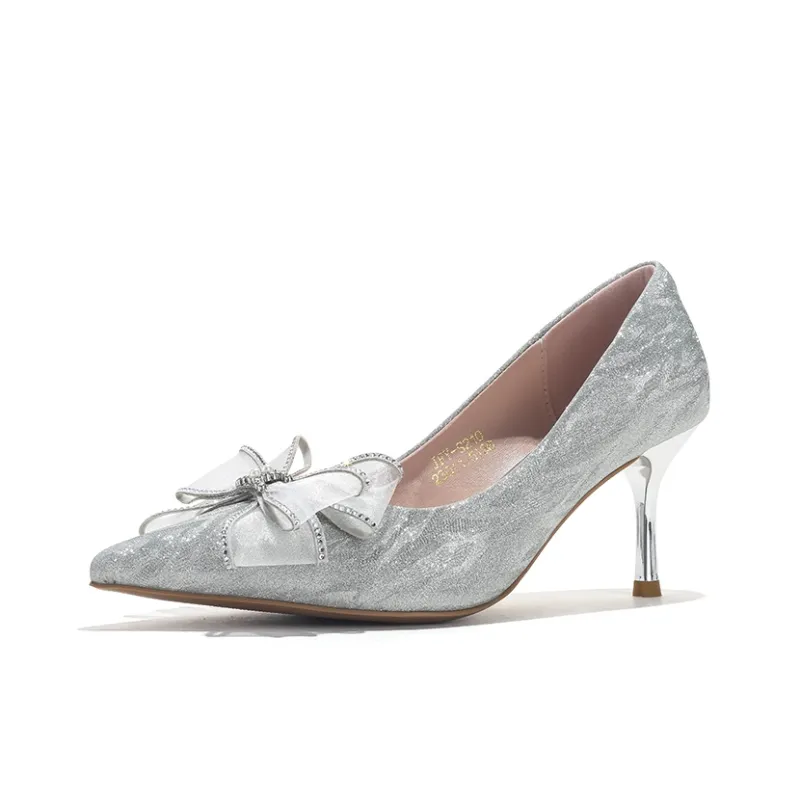 Jifffly Slim Heel High Heels Women's Silver-3