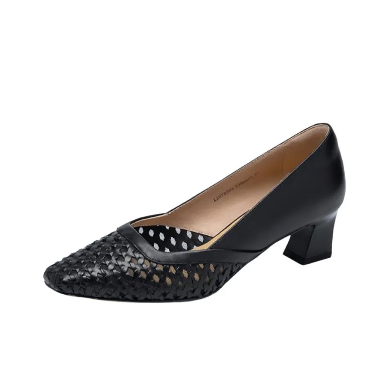 Satchi High Heels Women's Black/Ecru/Brown-1