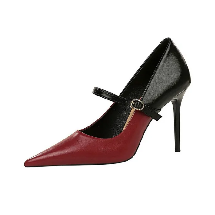 BIGTREE High Heels Women's Black Brown Ecru Burgundy-6