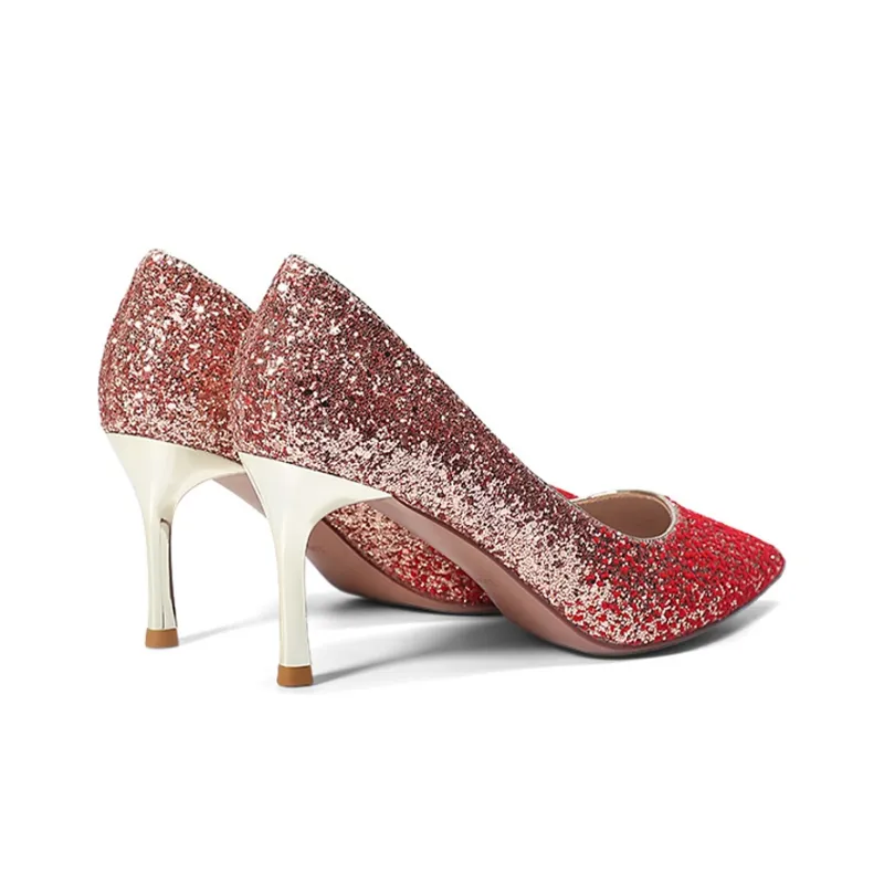 DAPHNE Slim Heel High Heels Women's Red-3