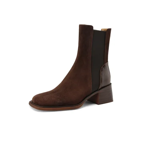 EASTTATALL Chunky Heel Platform Ankle Boots 5.5cm Women's