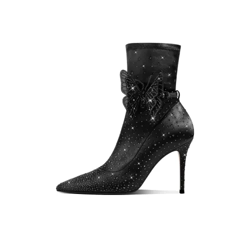 HAOYASENNU Ankle Boots 9cm Women's Black