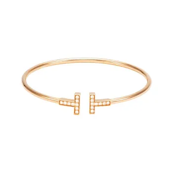 TIFFANY & CO. T 18K Rose Gold Bangles Women's Gold