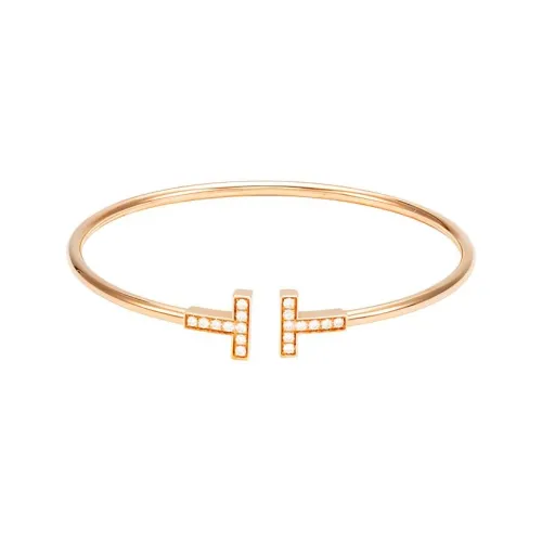 TIFFANY & CO. T 18K Rose Gold Bangles Women's Gold