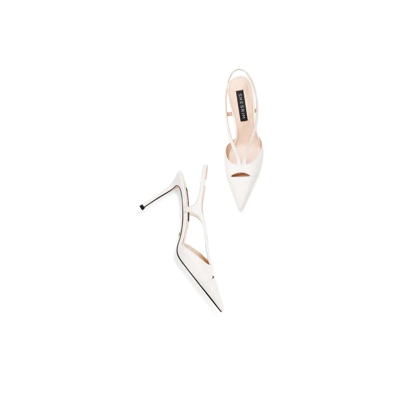 Shesrim Slim Heel High Heels 8.5cm Women's Milk White-3