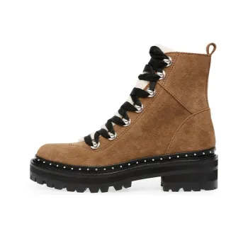 STEVE MADDEN Martin Boots Women's Black/Chestnut/Ecru