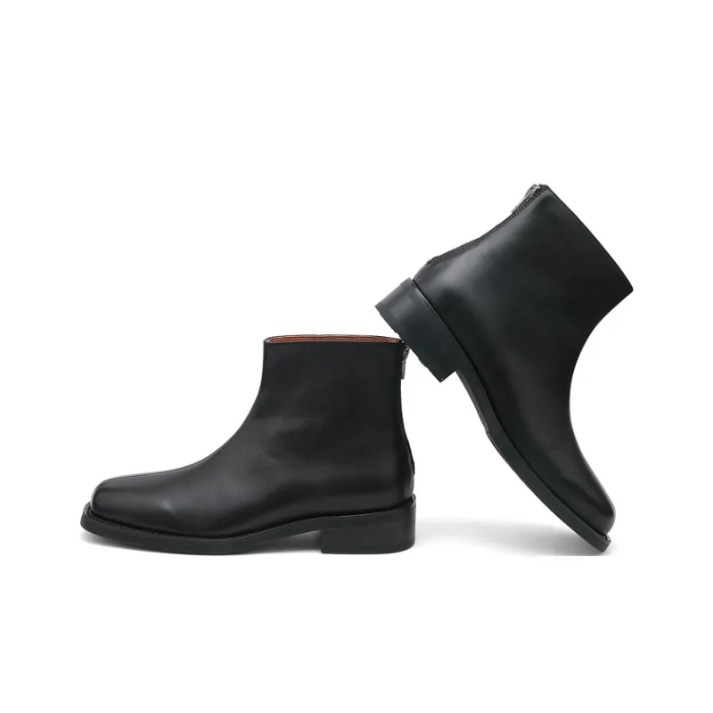 Mr.shang Square Toe Collection Ankle Boots Men's Black-1