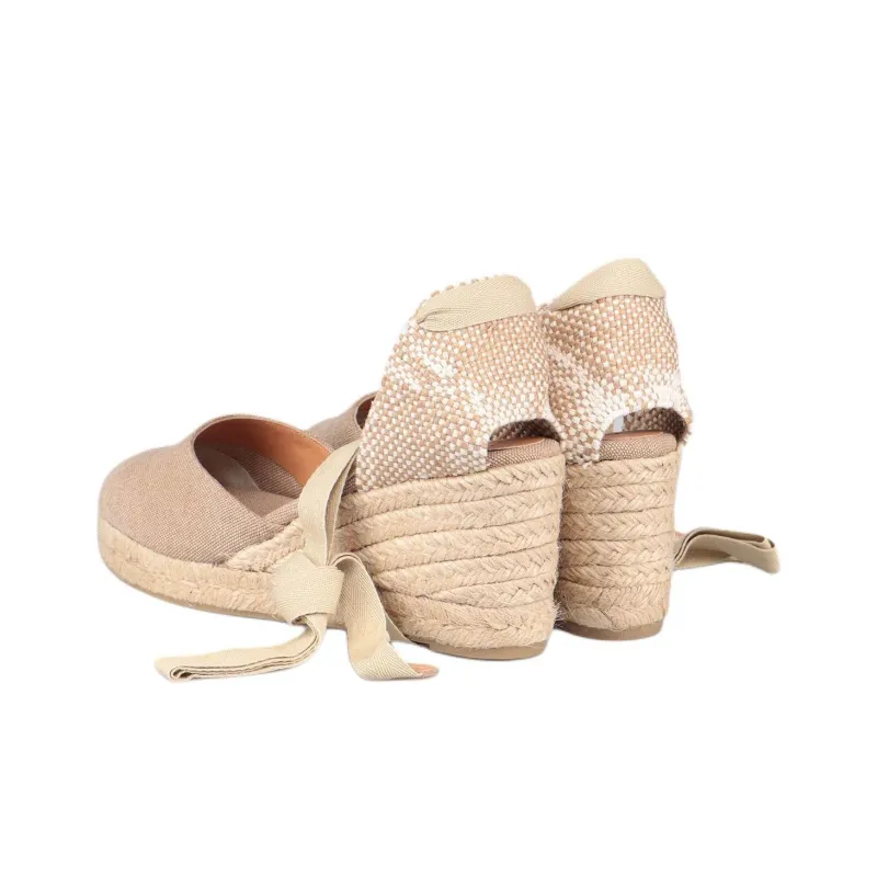 Castañer CARINA Wedge Heel High Heels 6cm Women's Beige-3