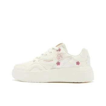 QIAODAN Anti Slip Wear Resistant Low Top Skateboard Shoes Women's Beige Pink