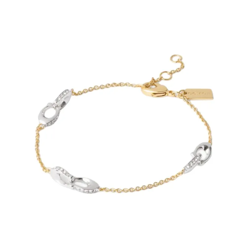 COACH Faux Crystal Copper Bracelets Unisex Gold-2
