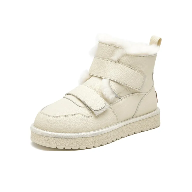 Beau Today Abrasion Resistant Slip Resistant Short Mid Calf Snow Boots Women's White-1