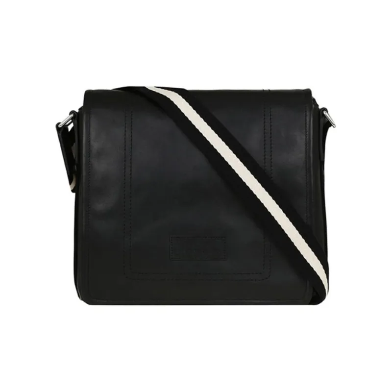 BALLY Leather Messenger Bag, Shoulder Bag, Crossbody Bag Trumpets Men's Black-0