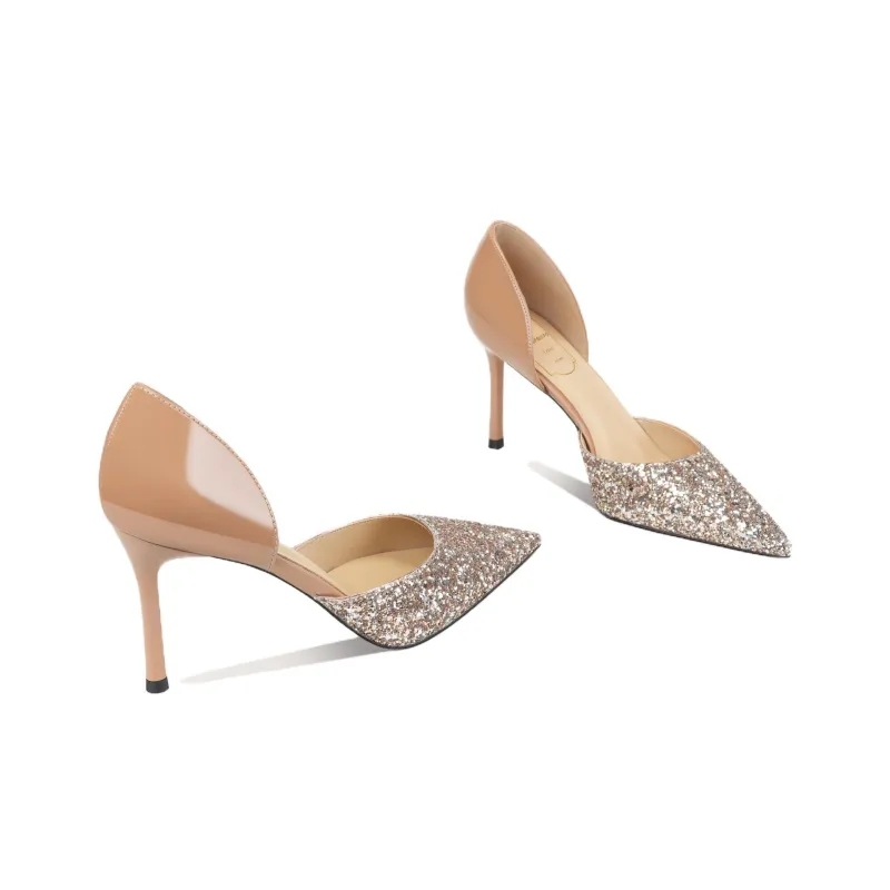 Zubumei Slim Heel High Heels Women's Silver-4