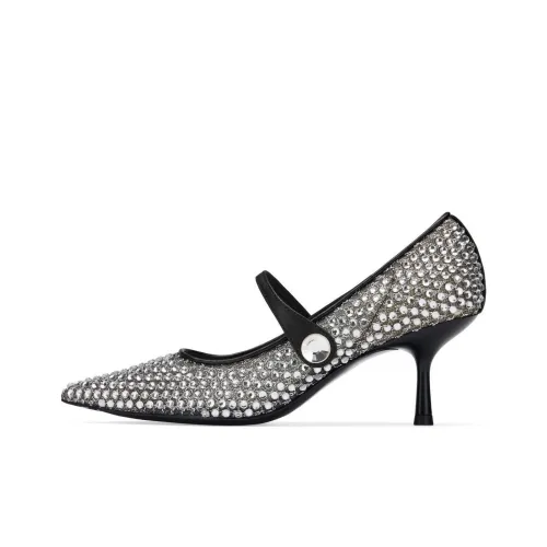 73Hours Diamond Sea Slim Heel High Heels 7cm Women's Silver Black