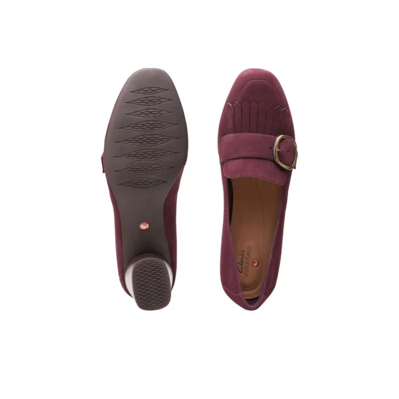 Clarks Chunky Heel High Heels 6cm Women's Burgundy-6