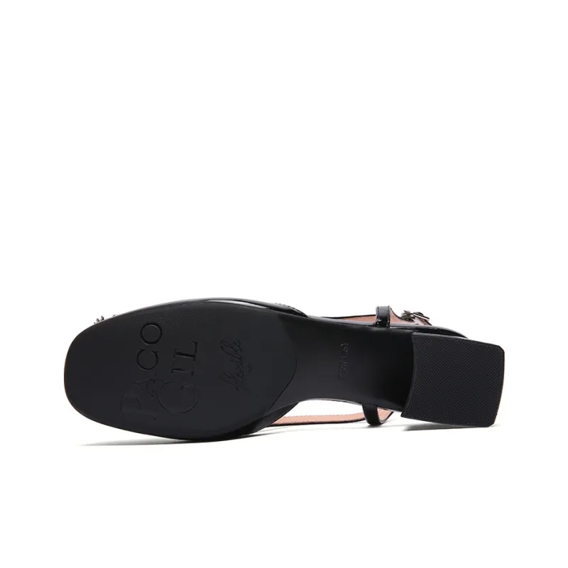 PACO GIL Block Heel High Heels 4.0cm Women's Black-5