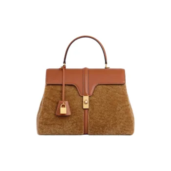 CELINE Shearling One Shoulder Handbag Women's Brown