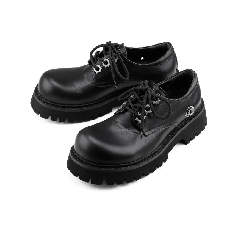 HANQIAORIJI Future Series Wear Resistant Height Increasing Low Top Casual Shoes Unisex Black-4