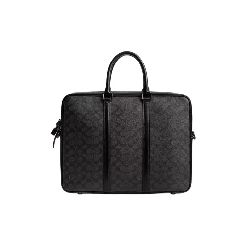 COACH Canvas Coated Canvas Laptop Bag Large Size Women's Charcoal