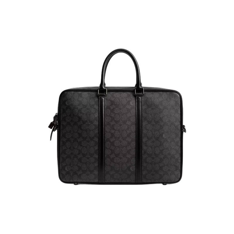 COACH Coated Canvas Laptop Bag Tubas Women's Charcoal-0