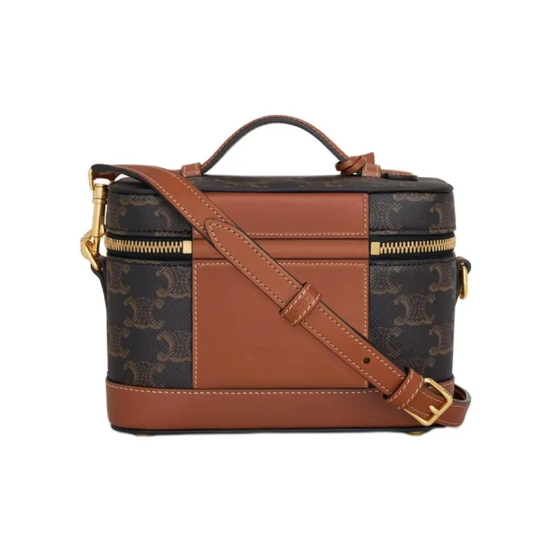 CELINE Triomphe Triomphe Canvas Box Bag Shoulder Bag Crossbody Bag Handbag Women's Brown-2