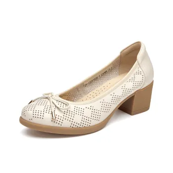 DG Chunky Heel High Heels 5cm Women's Ecru