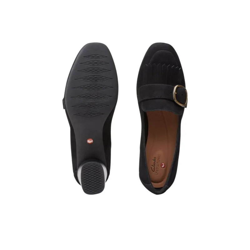 Clarks Chunky Heel High Heels 5.5cm Women's Black-6