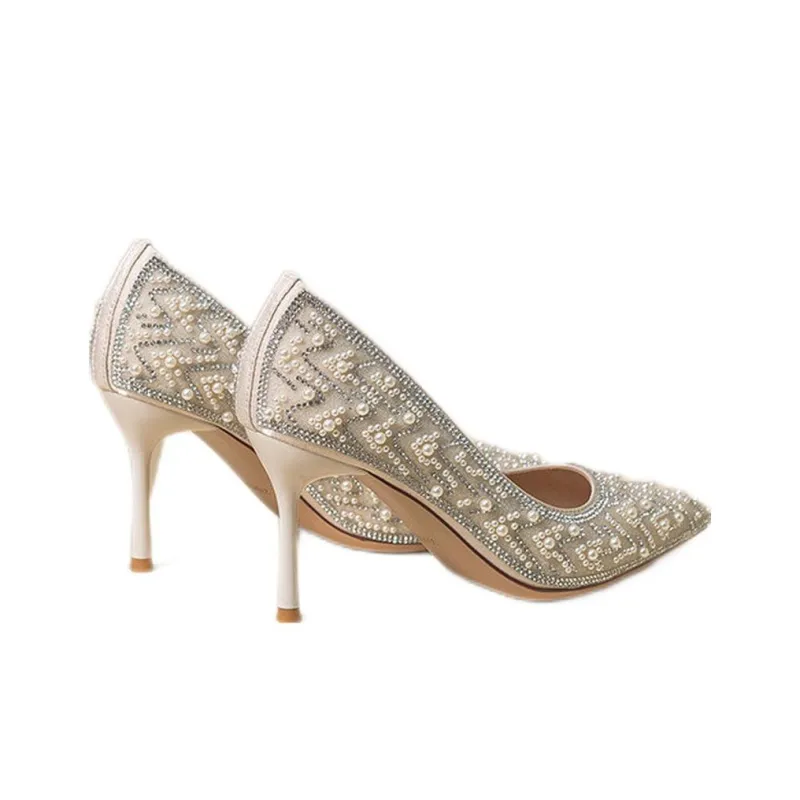 Pretty Tiffin Slim Heel High Heels 8cm Women's Apricot-2