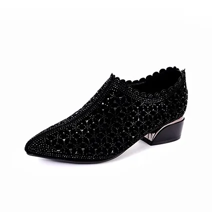 LESELE Chunky Heel High Heels 3.0cm Women's Black-1