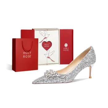 Holy Rose The Joy Of The Heart Slim Heel Birthday High Heels Women's Silver