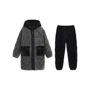 QINZUIMAO Pajama Set Men's Elegant Gray