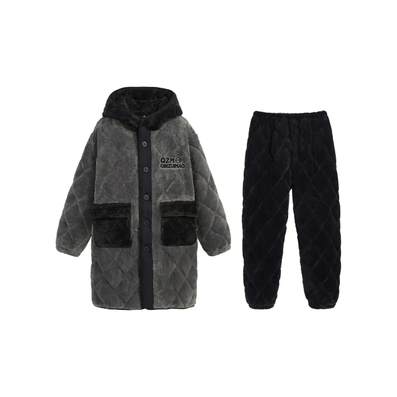 QINZUIMAO Pajama Set Men's Elegant Gray-0