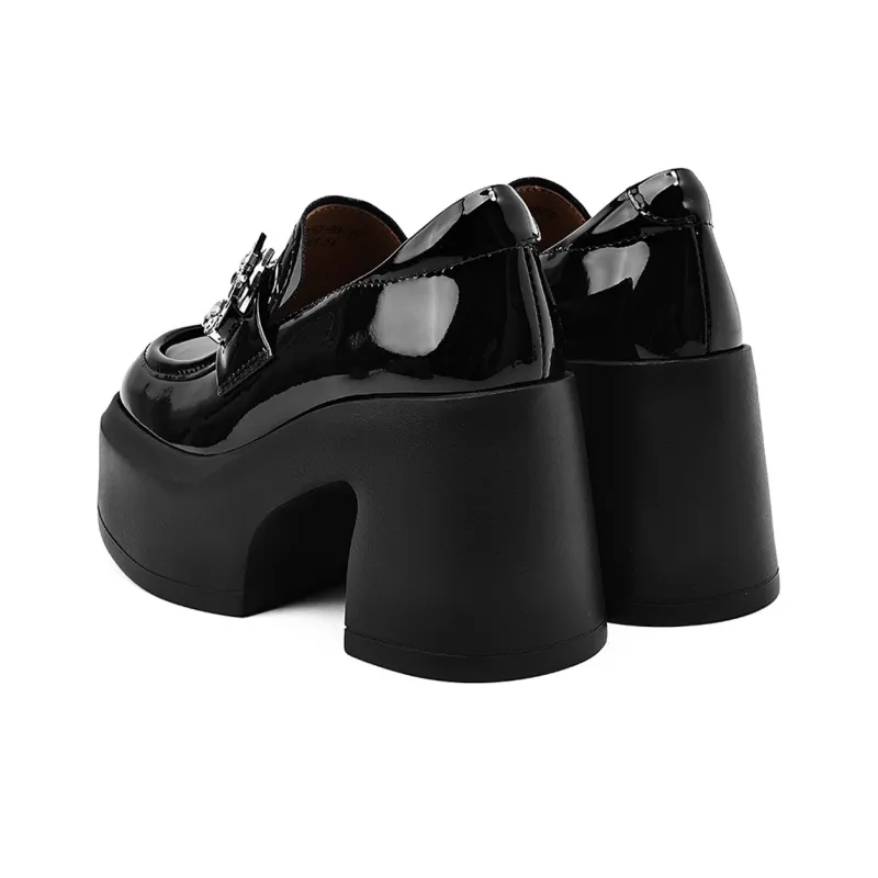 KMD Chunky Heel High Heels 9.5cm Women's-8