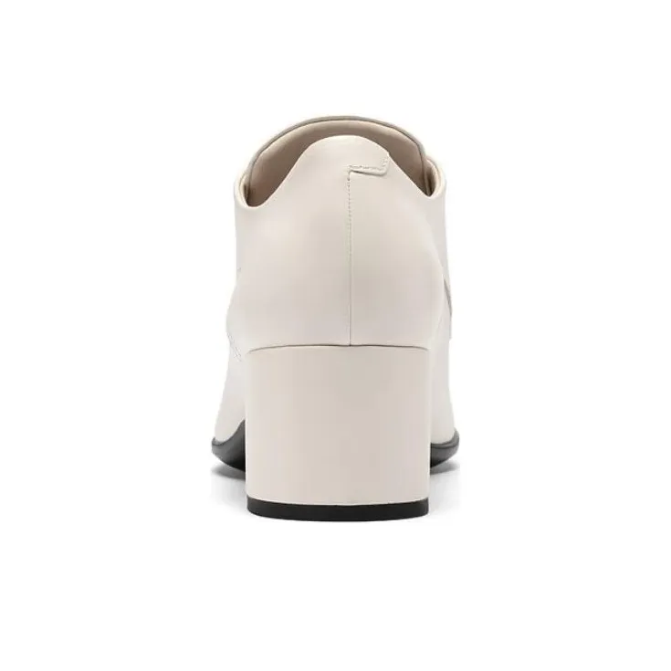 Ecco Chunky Heel High Heels 5cm Women's Beige-3