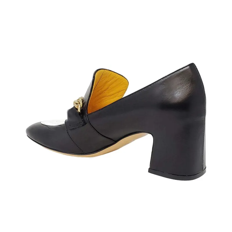 MADISON MAISON Chunky Heel High Heels Women's Black White-2