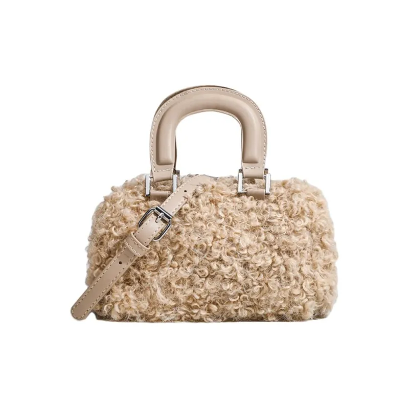 NX DOUGHNUT Plush One Shoulder Handbags Women's Khaki/Pink/Brown-1