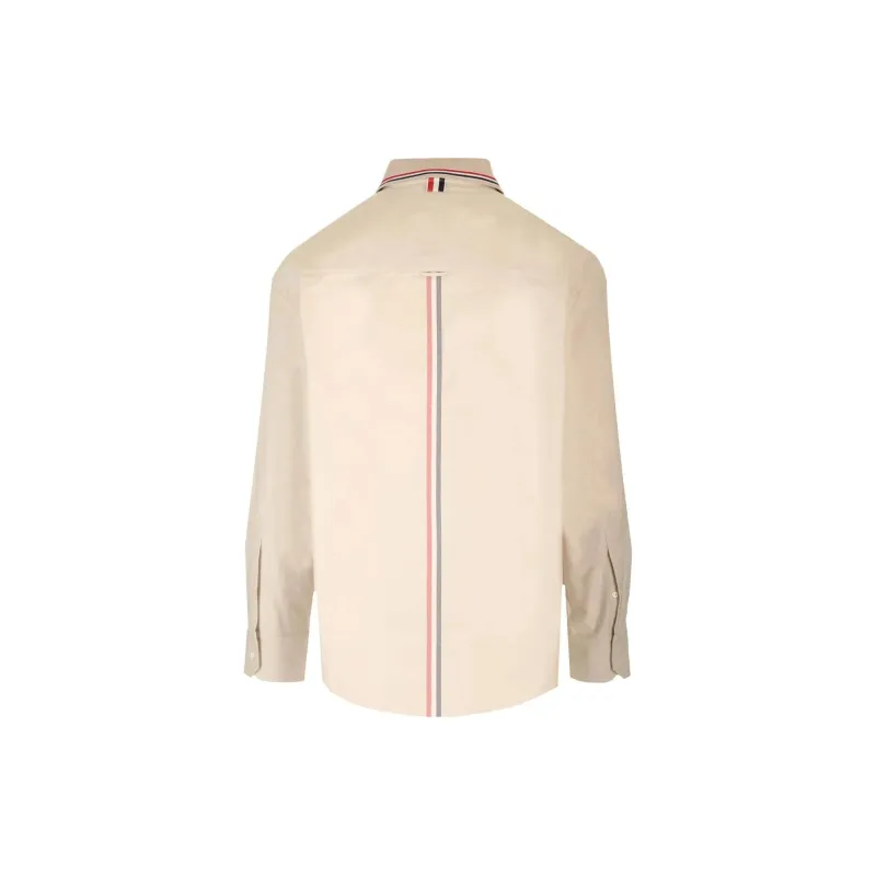 THOM BROWNE Rwb Striped Curved Hem Shirt-1