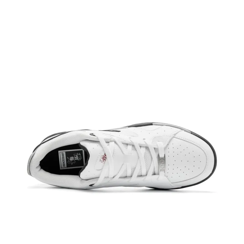 QIAODAN Anti Slip Wear Resistant Low Top Skateboard Shoes Men's White Black-3