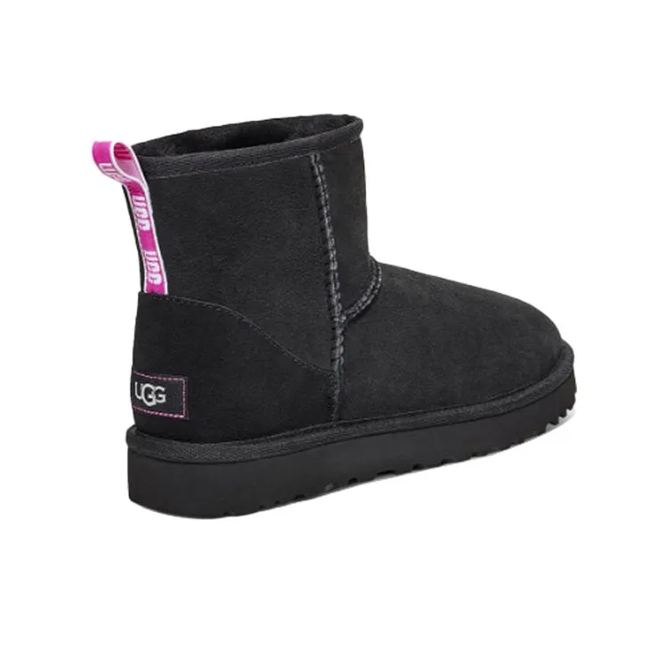 UGG Classic Mini Ii Graphic Logo High Top Fleece Lined Black Women's-3